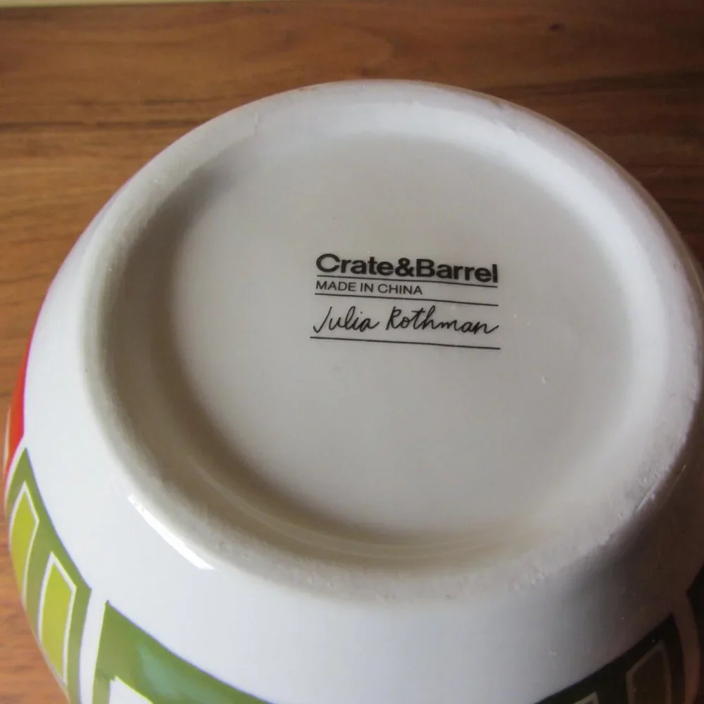 crate & barrel bowls yule town Julia Rothman holiday christmas set of 3 (w3541)